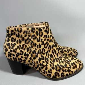 Vionic Georgia Leopard Print Calf Hair Studded Ankle Boots